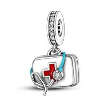 1pc Medical Series Silver Colorful Enamel Charms For 3mm Bracelet Necklace DIY Making Beads Pendant Ideal For Nurses Doctors And Medical Students On Nurses' Day Graduation Hospital - Events And As Appreciation Gifts