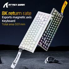 ATTACK SHARK X68 HE 8000Hz Rapid Trigger Keyboard, 0.01mm RT Accuracy Wired Gaming Keyboard With Magnetic Switch, Adjustable Actuation, Rapid Trigger, Snap Tap, RGB Lighting For PC