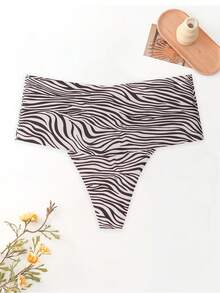 11pcs Mature Charm - Elegant Casual - Sporty Casual - Comfort Minimalist Casual - Regular Casual Seamless Knit Fabric Comfortable Zebra Pattern & Solid Color Women's Hipster Panty Set