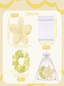 3pcs/15pcs/Set Bridal Shower Gifts, Bridesmaid Hairband Proposal Gifts, Including Flower Claw Clips, Satin Hairbands, Organza Bags, Suitable For Weddings, Proposals, Birthdays, Bachelorette Parties, And Anniversary Gifts