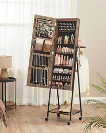 Schmuckaufbewahrungsschrank mit Spiegel und rollender Schubladenbasis große Schiebeschublade JBC61W