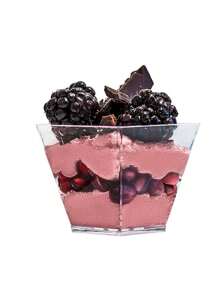 12/25/50/100 pièces Coupes à dessert en plastique transparent, petites coupes carrées en plastique transparent pour gelée, convient pour les fêtes, les mousses, les crèmes-desserts, les desserts, les mini-gâteaux glacés (réutilisables)