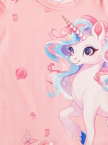 2件套可爱蝴蝶小马图案婴儿新生儿连体衣 - 粉色 - 查看 7