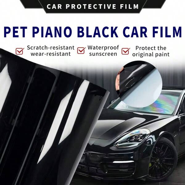 Ultra Gloss PET Piano Black Vinyl Wrap Film Sticker Glossy Black Self Adhesive Vinyl Bubble Free Console Computer Laptop Skin