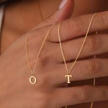 1 pieza Collar con colgante de inicial del alfabeto A-Z 26 letras, hipoalergénico, de acero inoxidable, regalo de joyería apto para uso diario