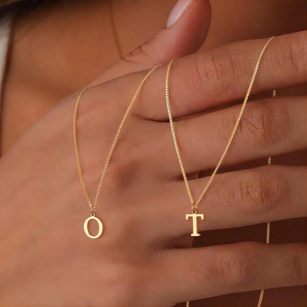 1 pieza Collar con colgante de inicial del alfabeto A-Z 26 letras, hipoalergénico, de acero inoxidable, regalo de joyería apto para uso diario