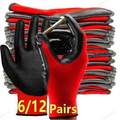 6/12 Pairs Of Dual-Purpose Gloves, Gardening Gloves That Are Lightweight, Breathable, And Dexterous, Suitable For Both Men And Women, Ideal For Outdoor Activities Like Fishing, Automotive Repair, And Everyday Use