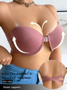 Sujetador inalámbrico con cierre delantero y espalda cruzada con soporte de elevación para tallas grandes, ropa interior cómoda