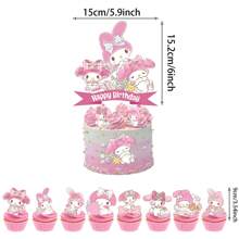Sanrio 25pcs Sanrio Melody Cake Topper,Cupcake Toppers, Melody Birthday Decorations,Melody Theme Party Supplies, Melody Cake Decorations