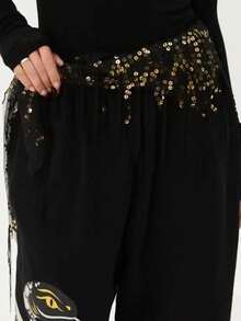 1 件女士肚皮舞服装亮片流苏三角肚皮舞臀巾女士泰国/阿拉伯舞蹈裙腰带