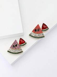 Fashionable Watermelon Brooch For Women Fruit Pin Suitable For Wearing With Dress, Suit, Hat, Shoes, Flower Scarf Banquet, Wedding, Summer Vacation, Jewelry