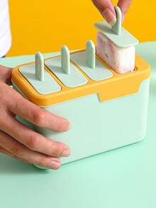 1Pc Homemade 4-Grid Ice Cream Mold, DIY Popsicle Mold, Summer Kitchen Gadget, Freezing Snack And Jelly Making Tool - Multicolor - View 5