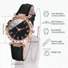Set de 5 piezas de reloj de cuarzo con correa con cristales y pulsera de perlas para mujer (sin caja)