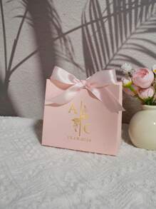 10/50/100pcs Custom Initial Wedding Favor Boxes With Bow, Personalized Monogram Gift Box With Names & Date For Guest, Elegant Candy Packaging For Engagement, Reusable Thank You Box For Party Or Bridal Shower, Multi-Functional, Stylish, High-Quality, Colorful, Ideal Gifts For Him, Tea Room, Home, Garden, Office, For Anniversaries, For Valentine's Day, For Mother's Day, For Birthdays, For Father's Day, For Graduation, For Weddings, For Housewarming, Art Activities For Children