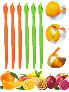 Orange Peeler (1/2/4/6 Pieces), Peeling Tool, Plastic Peeler, Lemon Peeler, Citrus Peeler, Grapefruit Peeler, Orange Slicer, Easy-Open Orange Slicer, Kitchen Accessory Knife, Orange Peeler, Kitchen Gadget, Suitable For Various Fruits. - Multicolor - View 1