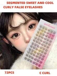 GLAM&NEED 72 piezas de pestañas postizas individuales en racimo segmentado, de 10-12 mm, suaves y delicadas con tallos negros, 12 filas, con apariencia natural, ligeras, reutilizables y aptas para uso diario