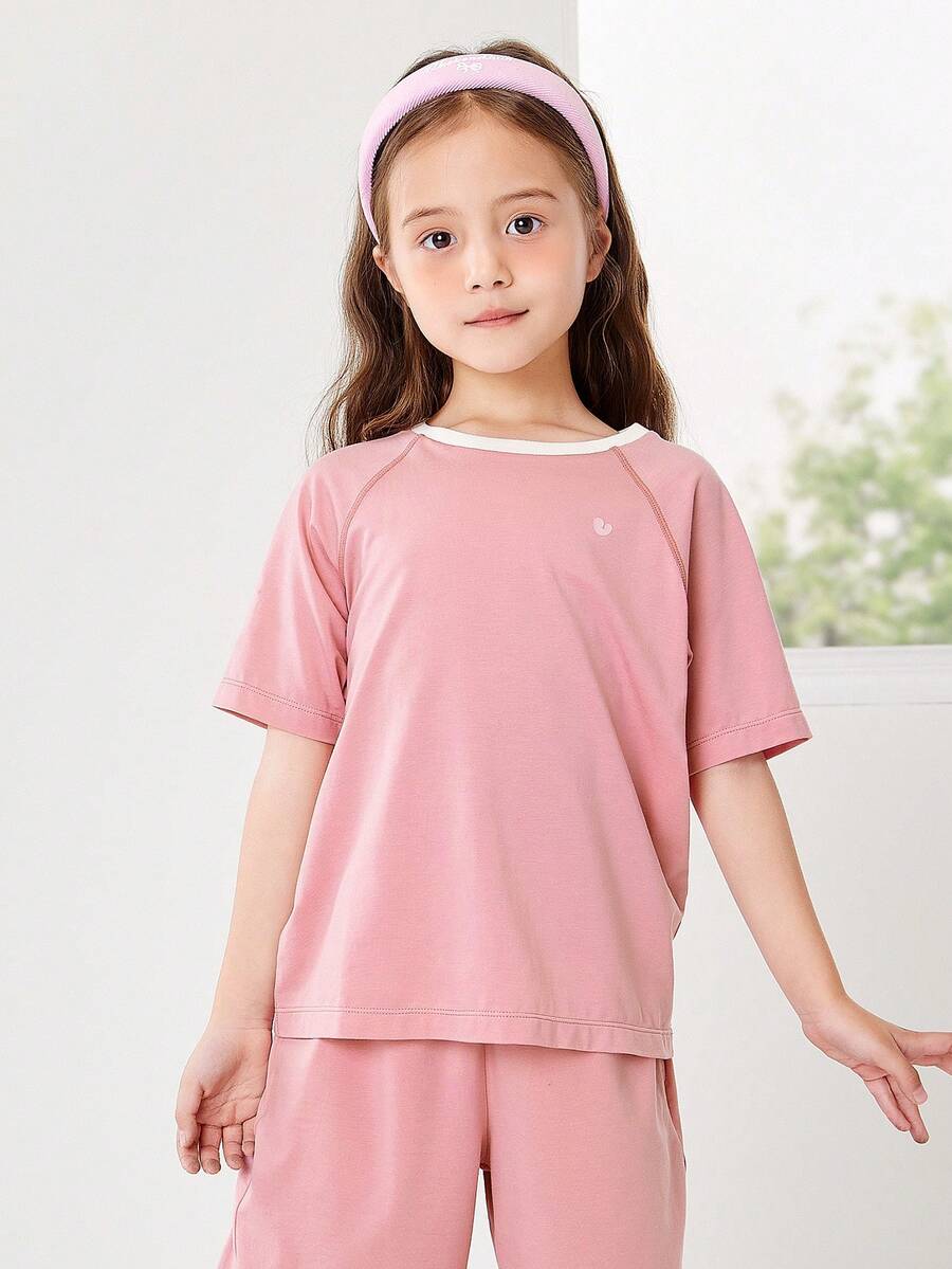mini bala Bộ đồ ngủ lụa cho bé gái, kháng khuẩn, đồ ngủ gia đình đồng bộ mùa hè mới.
