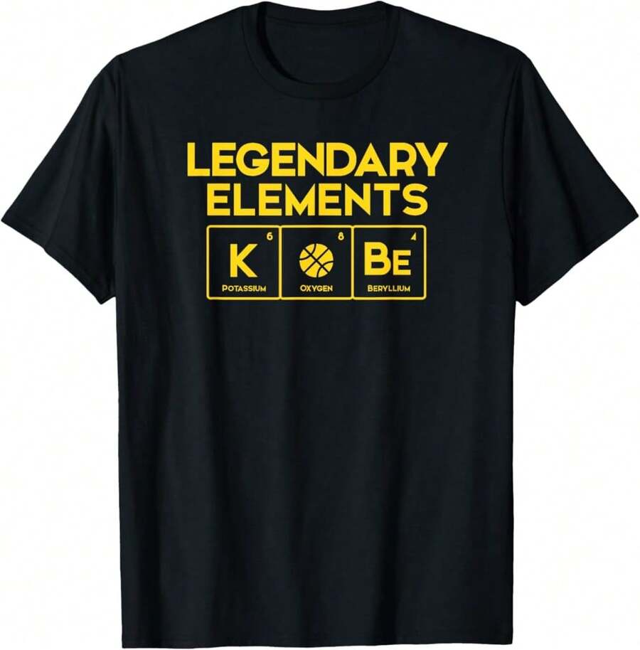 Legendary Elements Of Basketball, K-O-Be, Periodic Table Fun T-Shirt Gift For Son Gift For Nurse Wedding Gift For Bride - Black - View 1