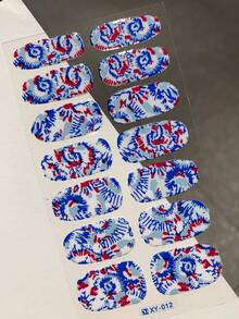 6片指甲油贴DIY美国独立日美甲贴全覆盖指甲贴纸自粘节日图案美甲装饰配件 - 彩色 - 查看 8