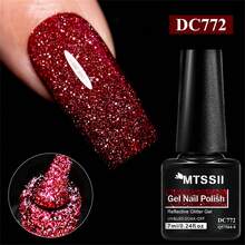 Mtssii 7毫升香槟金银反光指甲油，闪亮亮片粉红美甲用品，半永久可卸UV凝胶指甲油，闪亮效果美甲美甲 - 彩色 - 查看 2