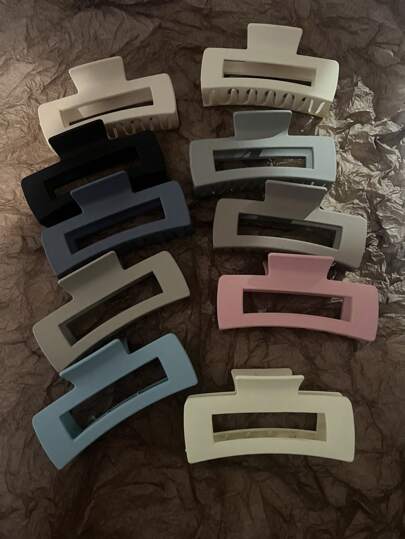1/4/8/10 piezas Clips de pelo cuadrados grandes de 10,75 cm de plástico ligero de color aleatorio, diseño versátil de moda, estilo minimalista elegante, accesorios de pelo de unicolor adecuados para uso diario, playa al aire libre, viajes, casual, fiesta, trabajo, vacaciones, peinado, lavado de cara, baño, maquillaje, combinación de atuendos, diademas, accesorios, clips de moda para el cabello