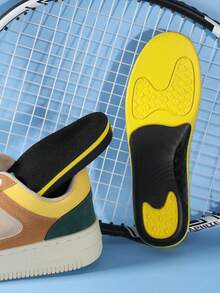 3ANGNI 1 pereche de branțuri interioare cu pernă din GEL galben strălucitor, tampoane confortabile din PU elastice, absorbante de șocuri, pentru încălțăminte sport și casual, adidași, pantofi de alergare