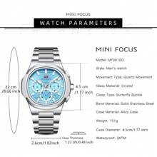 MINIFOCUS 1 Stück Mode Business Quarz Uhr für Herren mit leuchtenden Zeigern, multifunktionalen kleinen Zifferblättern, Kalender, Edelstahl Armband, Luxus Herren Uhr von Topmarke, mit Geschenkbox