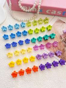 8/48/96PCS Random Color Baby Girl Hair Clips 24 Multicolors Colors Mini Hair Claw Clips Small Tiny Flower Claw Clips Hair Accessories Clips