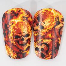 1 Pair Asymmetrical Skull Pattern Football Shin Guards - Compact, Lightweight, Curved Design For Comfort, Unisex Football Accessory - Multicolor - View 2