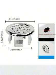 Plastic Bathroom Kitchen Basin Sink Overflow Cover Ring Insert Replacement, Chrome Hole Round Drain Cap, Basin Accessory Sink Basin Trim Overflow Cover Insert In Mesh Hole Round Caps Silver Tone Back To School - Silver - View 7