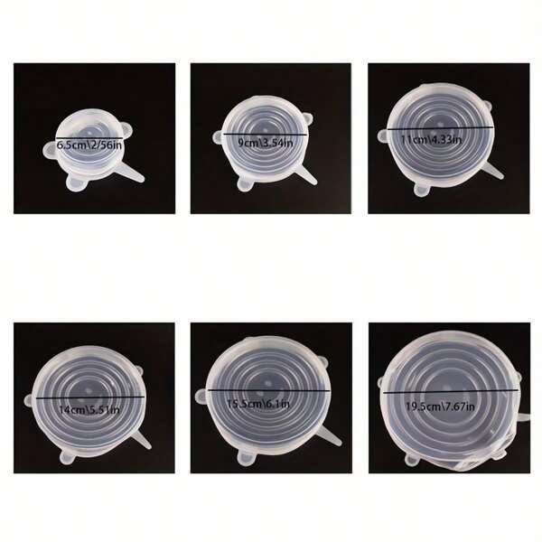 [Reusable Silicone Lids] 6-Pack Reusable Silicone Elastic Lids, Durable Food Storage Bowl Covers, Dishwasher & Freezer Safe, Kitchen Accessories