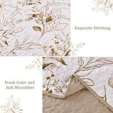 DJY 3 Pieces Queen King Size Gradient Aqua Flower Pattern Bedspread Coverlet For All Season,Soft Lightweight Microfiber Bedding Set,Wedding Items,Valentines Day Home Bed Room Decor,Easter Gifts,Mothers Day Gift,All Season - 棕色 - 查看 7