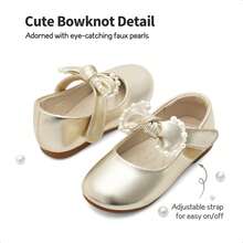 Toddler Girls Dress Shoes Little Girls Mary Janes Ballet Flats - Vàng - Xem 7