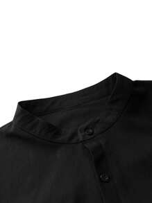 Bata larga de manga larga con botones para hombre, hasta la mitad de la pierna