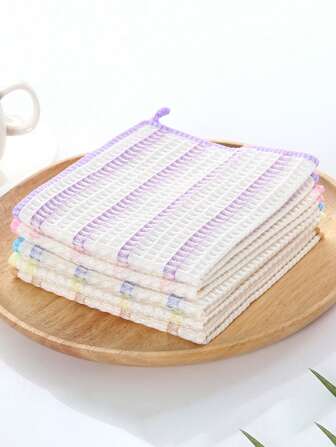 1/5/10pcs Random Colors Water Absorbing Non Greasy Dishwashing Cloth, Kitchen Cloth, Waffle Washer Cloth, Thickened Household Cleaning Cloth