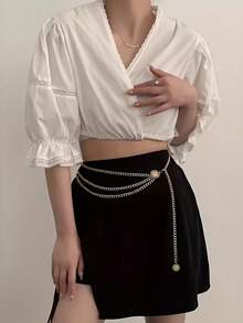 Metal Punk Style Multilayer Tassel Waist Belt For Women, Decorative For Stage Performance Long Shirt Dresses Accessory Summer, School Fall, Autumn, Halloween - Gold - View 6