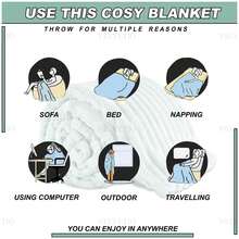 VELVETIO Osum Chunky Cord Ribbed Throws Soft Large Fluffy Cosy Sofa Bed Settee Blankets - Duck Egg - View 7