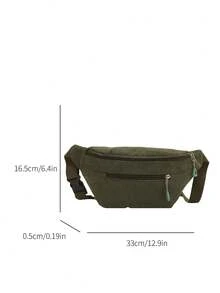 Fashionable Solid Color Zipper Side Pocket Casual Chest Bag, Suitable For Shopping, Wallets, Shopping, Young Women, College Students, Newcomers, White-Collar Workers. They Are Very Suitable For Offices, Universities, Work, Business, Commuting, Outdoor Activities, Travel, And Outings - Green - View 5