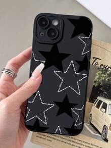 Ốp điện thoại Star 1pc thời trang màu đen trắng họa tiết ngôi sao năm cánh, đục lỗ chính xác, sơn mờ, chống rơi, tương thích với iPhone 16/11/16pro/16plus/16promax/16e/15Promax/13/14/12/XS/XR/7G/8P, Galaxy 11/12Pro/12/12X/13Pro/14Pro/15Pro/X3pro/, 10/9/Note9/12c/Note11pro/Note8Pro/9C/9a. Chống nước, chống sốc, chống trầy xước. Phiên bản quốc tế, không phải phiên bản nội địa. - Nhiều màu - Xem 4