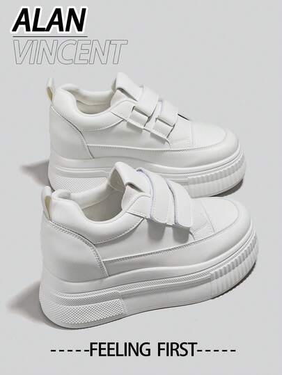  Alan Vincent【厚底运动鞋系列】建议选大一码，平时穿37码的就选38码 白色女鞋 2025年优雅唯美新款女士休闲鞋 女士厚底鞋 户外舒适运动鞋 内增高5cm 派对鞋 适合矮个子女性