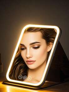 LED Makeup Mirror, Portable Vertical Folding Makeup Mirror, 3-Color Lighting, Dimmable Touch Screen, Compact Makeup Mirror, Best Birthday/Graduation Gift, Home Decor, Back To School Room Decor, Study Supplies - Multicolor - View 4