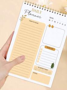 BUBU 1pc Spiral Daily Planner To Do List Notepad - Undated Goals Planning Pad With Hourly Schedule Tear-Off Notepad,Stationery Office School Supplies Back To School