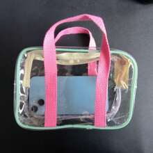 1 peça/2 peças exclusivas de bolsa de maquiagem em PVC transparente, bolsa de gelatina transparente de grande capacidade, bolsa de praia em PVC à prova d'água popular, bolsa de armazenamento transparente para natação, bolsa organizadora para áreas externas