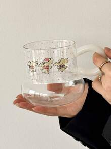 1pc Artistic Sesame Dot Printed Glass Mug, High-Quality, Fashionable, Sesame Dot Print Design, Artistic, Modern, Suitable For Young Women, Large Capacity, Daily Drinking Cup, Coffee Cup, Tea Cup