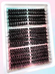 290pcs/Set Synthetic Mink Eyelashes 60D/80D/100D Fluffy Isolated Lashes Extension 5D 0.07mm Curly Drama Lashes 10-18mm Mixed Tray Eyelashes, Makeup Tools, Left & Right Eyes Individual Clusters, Bulk Lashes For Home Use, Suitable For Daily Makeup And Costume Cosplay - D - 查看 6