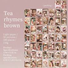 1 libro con 100 fogli della serie "Roaming Time" in stile vintage, materiale estetico di carta per scrapbooking, handmade, design personalizzato per diari, album fai-da-te, collages, quaderni e taccuini, forniture per ufficio e scuola, accessori scolastici
