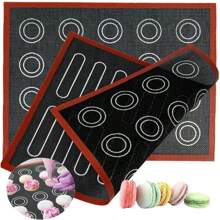 1/2pcs Double Sided Silicone Macaron Baking Mat - Heat Resistant Non-Stick Oven Liner, Includes Round And Square Shapes, Suitable For Cookies, Pastries, Bread - Easy To Clean, Durable Kitchen Accessory, Pastry Prep Mat | Easy Clean Design | Versatile Baking Tray