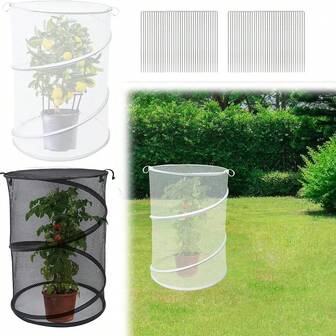 圆形可折叠植物保护网耐用植物围栏可重复使用花园网笼防护罩带地钉用于种植幼苗水果蔬菜花卉户外