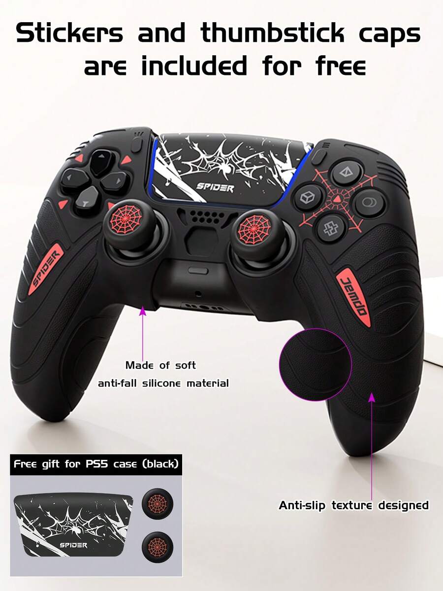 Bộ 2 món, Phụ kiện tay cầm chơi game - 1 ốp bảo vệ tay cầm PlayStation 5 + Nhãn dán + Nắp cần điều khiển, Phù hợp với tay cầm PlayStation 5/4, Chống trượt, Chống mồ hôi, Chống bụi, Chống trầy xước, Tăng cường độ bám, Cải thiện trải nghiệm chơi game, Quà tặng lãng mạn ngày Valentine/Mùa xuân