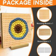 1 Pcs Handcrafted Wooden Blocking Board Crochet, Blocking Board For Square, Super Sturdy Blocking Board Crochet Wood For Crochet And Knitting Projects, Full Kit With Stainless Steel Pins, 1 Stand, For Crochet And Knitting Accessories Gifts---Wood Color - Wood Color - View 9